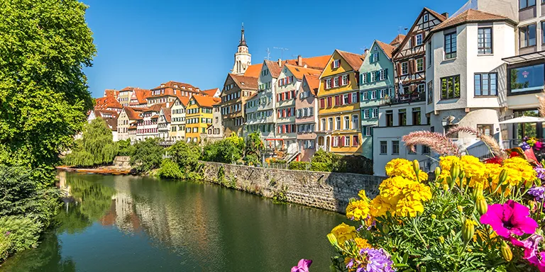 Canal view of German town Tubingen