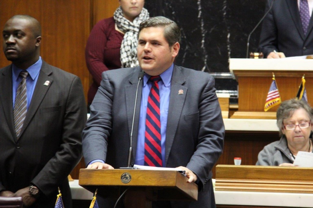 Rep. Ed Clere reads HCR 26 to the Indiana House of Representatives.
