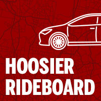 Car emblem with Hoosier Rideboard text