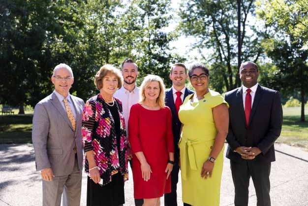 New IU Southeast Board of Advisors include (Left to Right) Bill White, Patty Cress, Nick Garing, Lisa Huber, Cory Cochran, Idesah Bellamy and Rudy Spencer