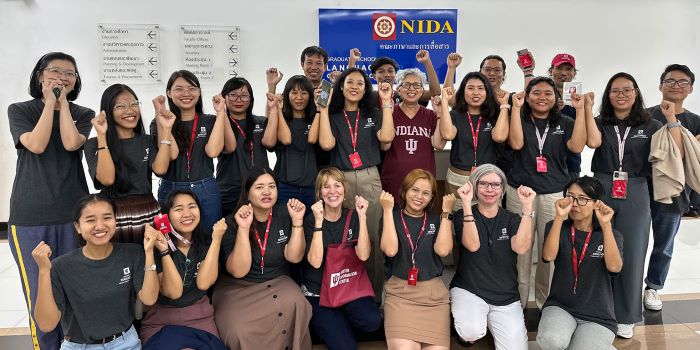 Teacher trainers join Dr. Donna Albrecht and members of the IU Bloomington School of Educations' Office of Global & International Engagement (GIE) while at a training session in Thailand this summer.