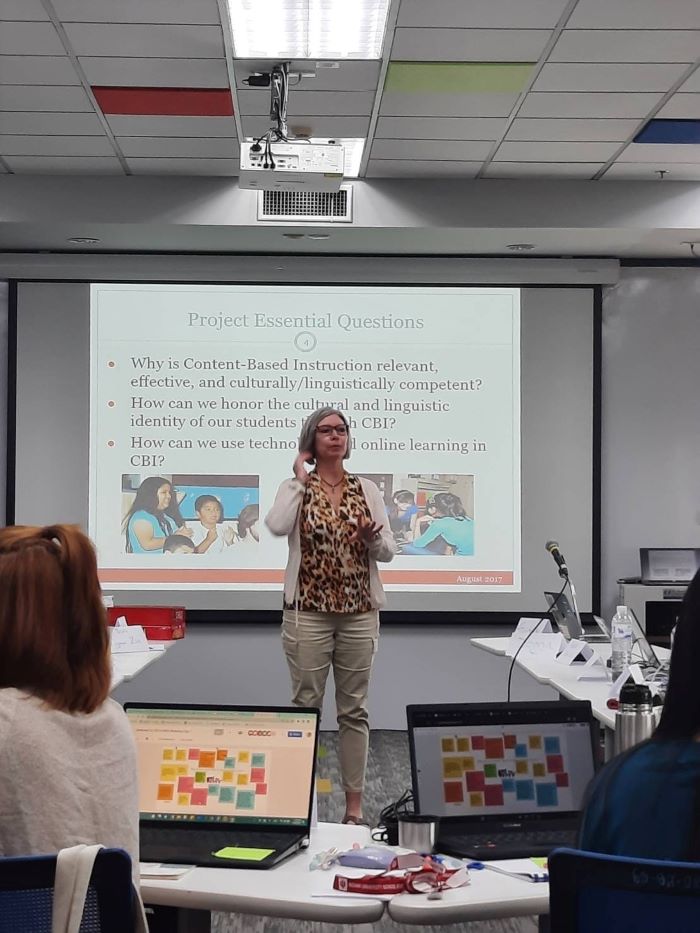 Dr. Donna Albrecht conducts instruction to educators in Myanmar, Thailand.