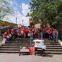 IU Southeast students, faculty, and staff gathered in McCullough Plaza prior to the IU Day parade.